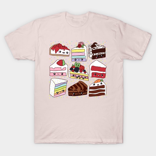 Cute cakes illustration - 9 different cakes kinds T-Shirt by Yarafantasyart